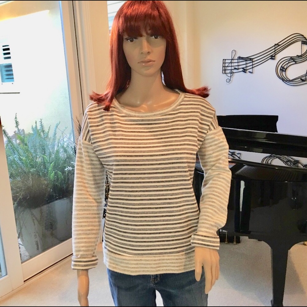 Textured & Striped Sweatshirt